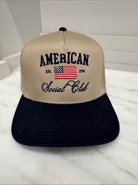 Otto American Social Club Two-Tone Baseball Cap - Khaki & Black.  Like new